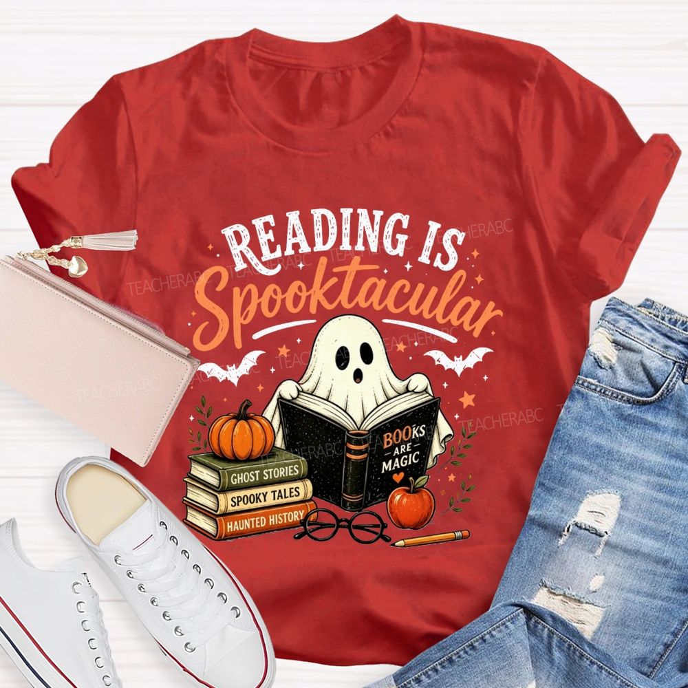 Reading Is Spooktacular Ghost Reading Halloween Teacher T-shirt