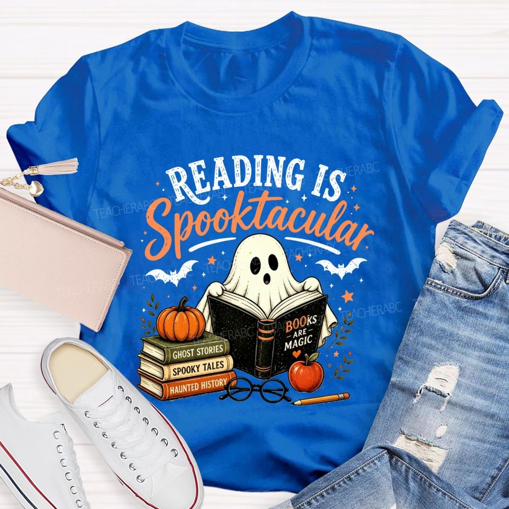 Reading Is Spooktacular Ghost Reading Halloween Teacher T-shirt