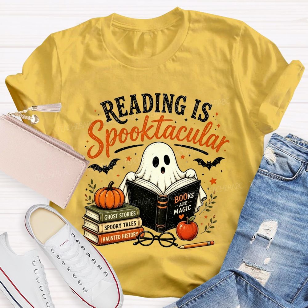 Reading Is Spooktacular Ghost Reading Halloween Teacher T-shirt