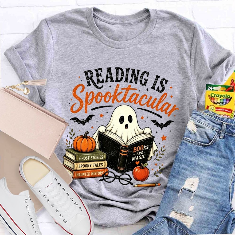 Reading Is Spooktacular Ghost Reading Halloween Teacher T-shirt