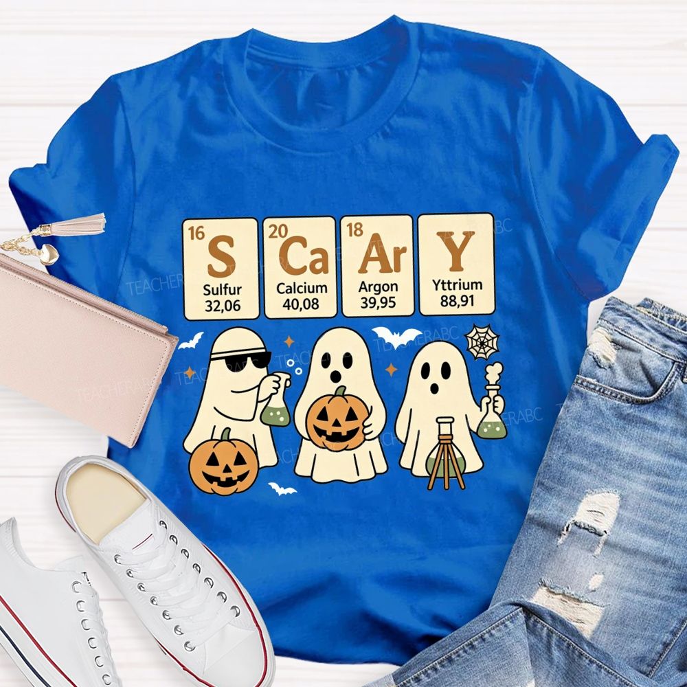 Scary Periodic Table Science Ghost Halloween Teacher T-shirt
