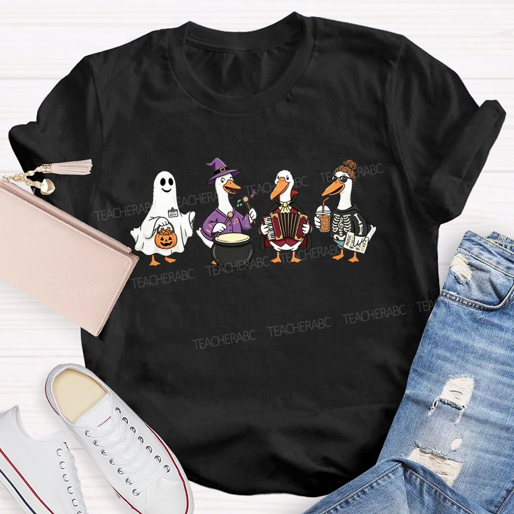 Trick Or Treat Duck Squad Halloween Music Teacher T-shirt