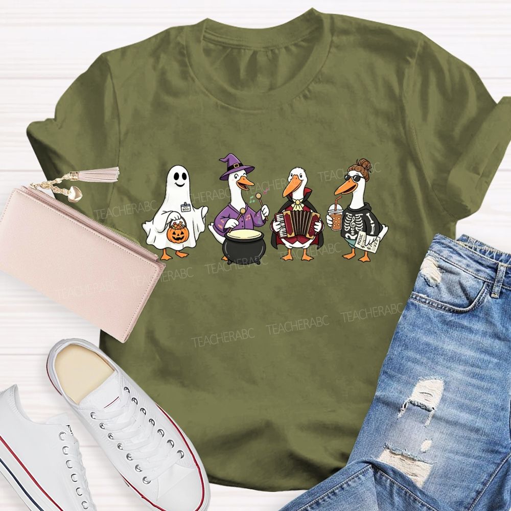 Trick Or Treat Duck Squad Halloween Music Teacher T-shirt