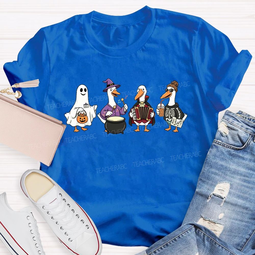 Trick Or Treat Duck Squad Halloween Music Teacher T-shirt