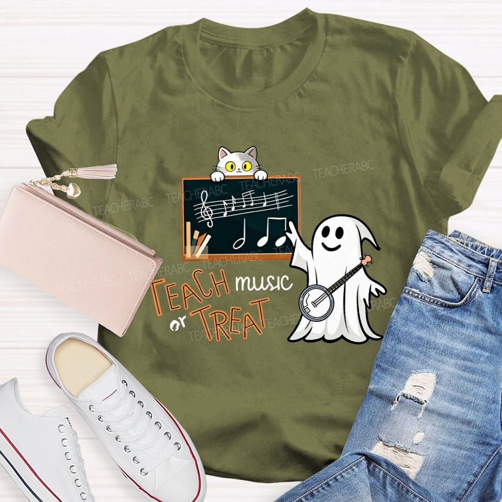 Teach Music Or Treat Spooky Music Teacher Vibes T-shirt