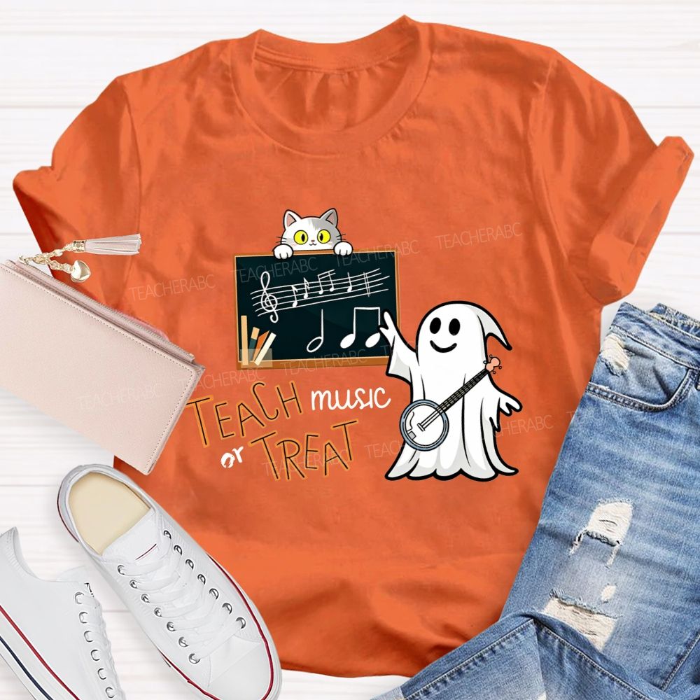 Teach Music Or Treat Spooky Music Teacher Vibes T-shirt