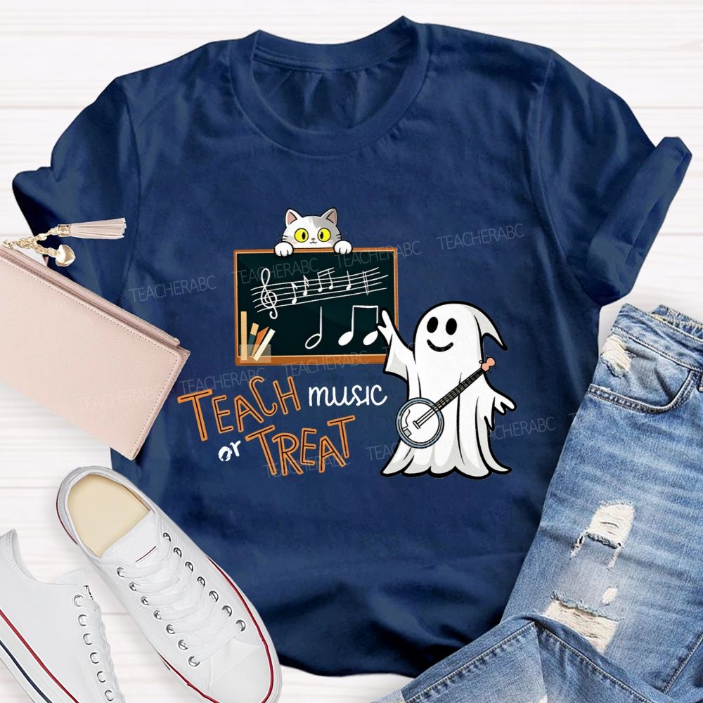 Teach Music Or Treat Spooky Music Teacher Vibes T-shirt