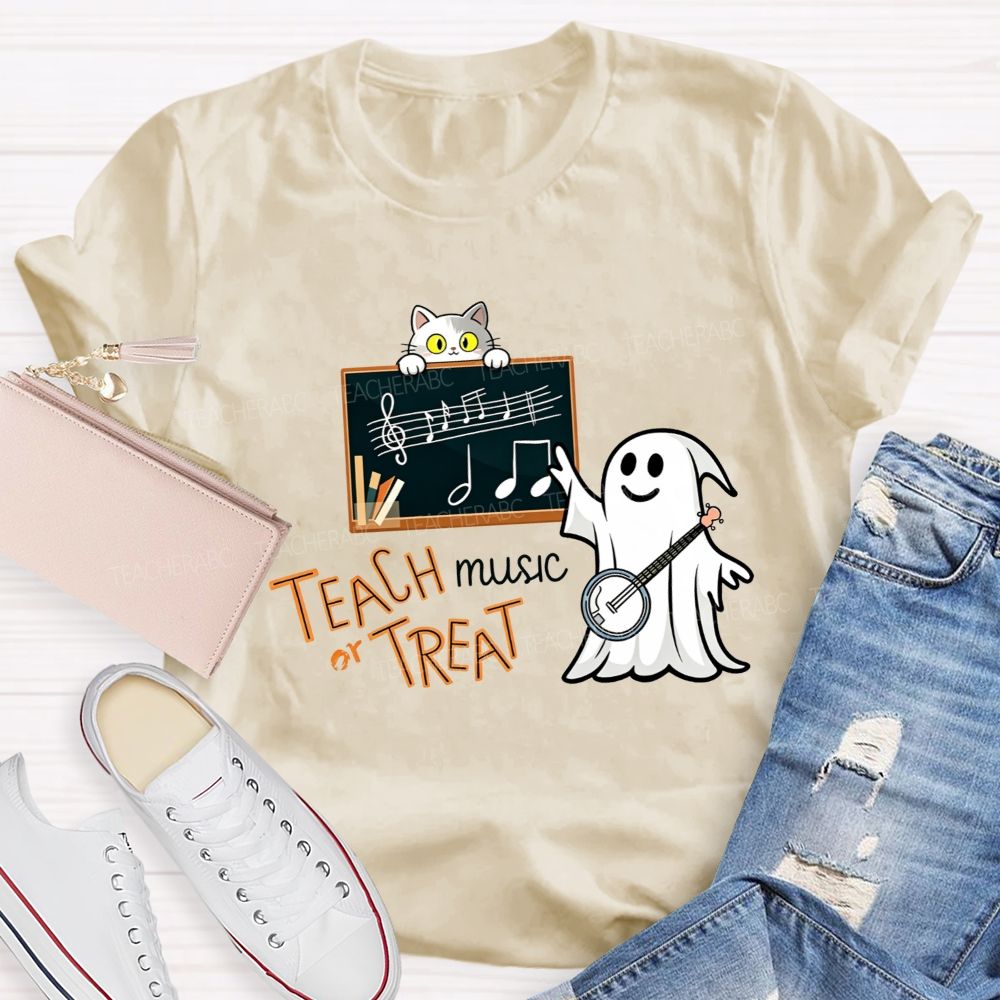 Teach Music Or Treat Spooky Music Teacher Vibes T-shirt