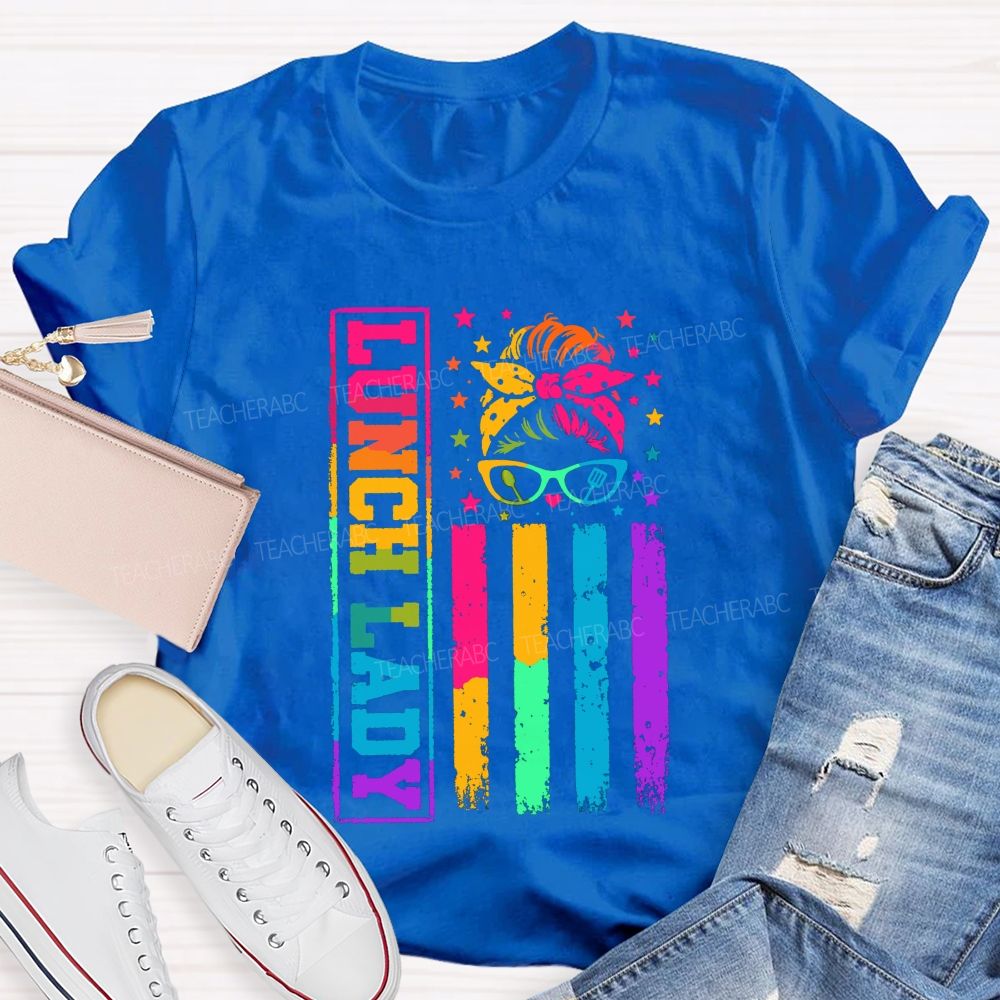 Tie-dye gradient effect Lunch Lady Teacher T-shirt