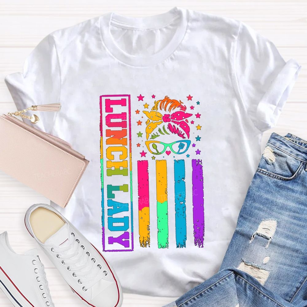 Tie-dye gradient effect Lunch Lady Teacher T-shirt