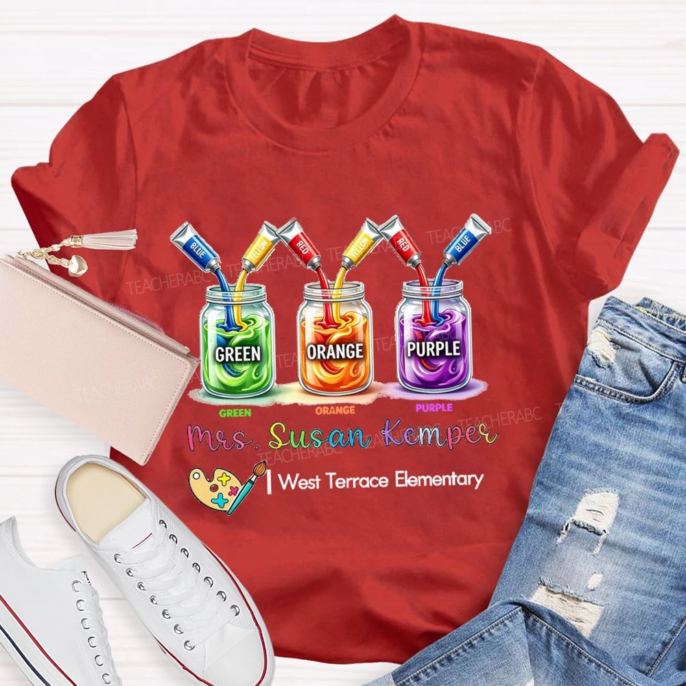 Personalized School Name And Art Teacher Name Teacher T-shirt
