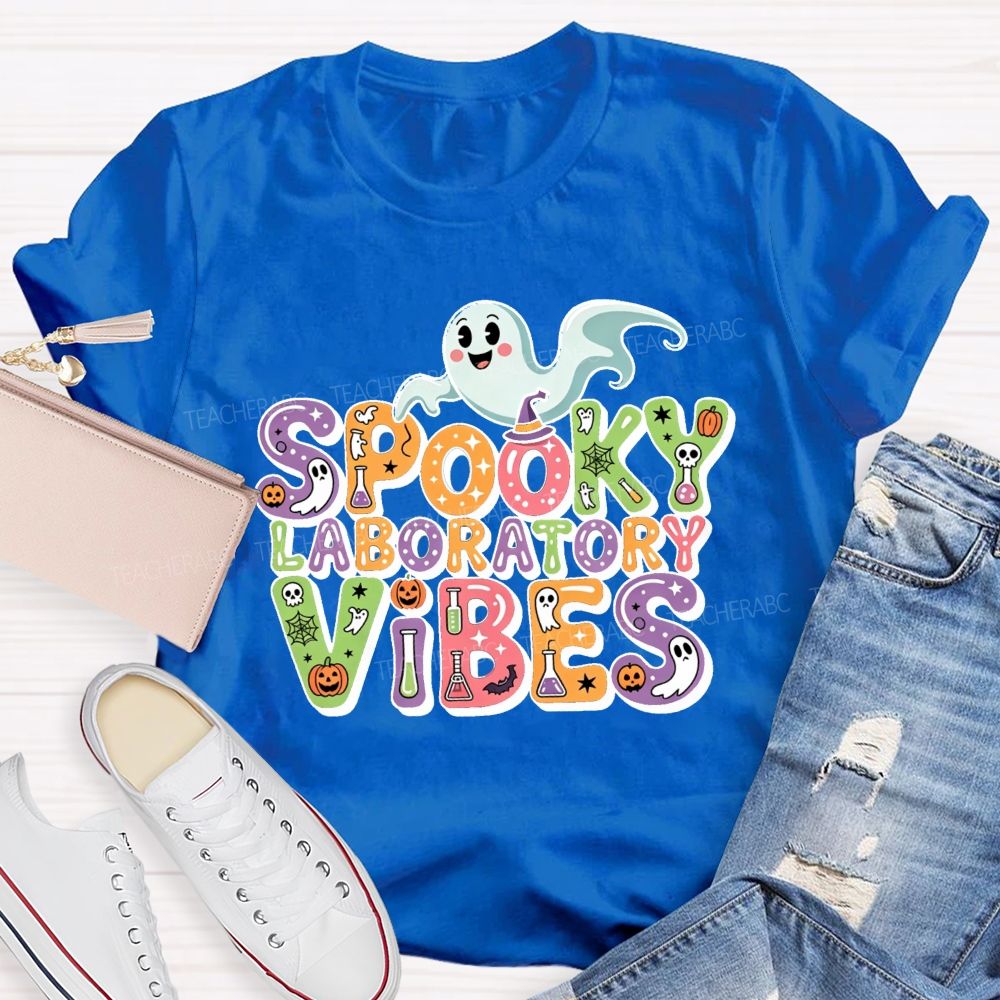 Spooky Laboratory Vibes Ghost Science Halloween Teacher T-shirt