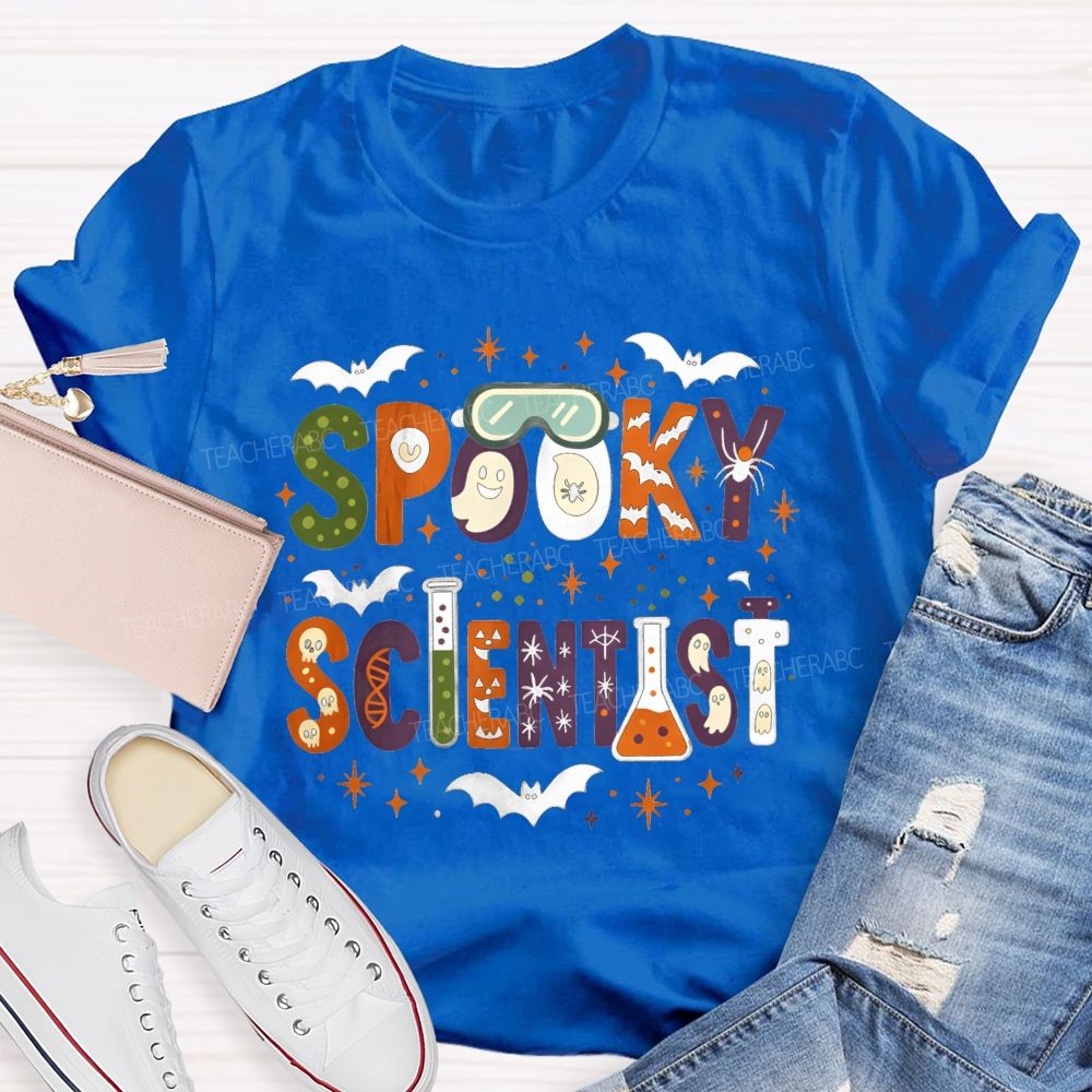 Spooky Scientist Halloween Doodle Science Teacher T-shirt