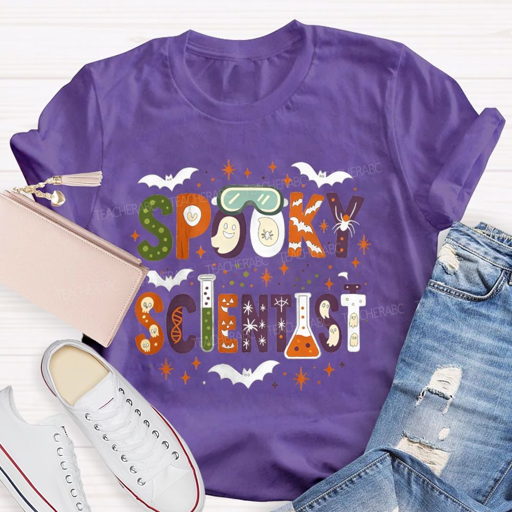 Spooky Scientist Halloween Doodle Science Teacher T-shirt