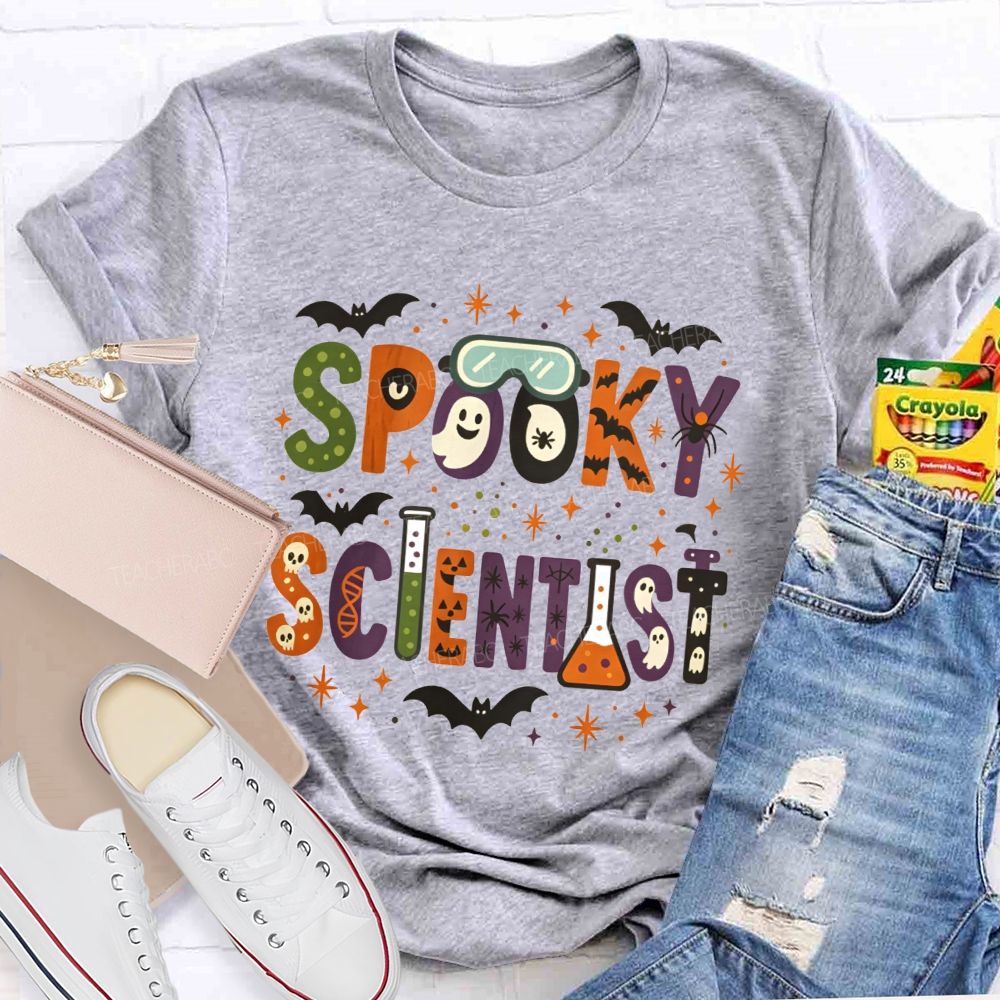 Spooky Scientist Halloween Doodle Science Teacher T-shirt