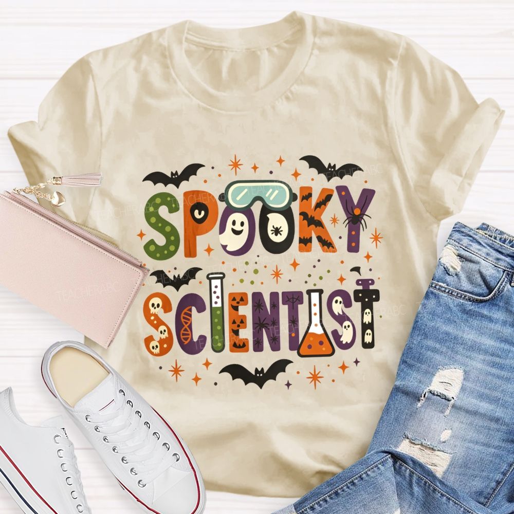 Spooky Scientist Halloween Doodle Science Teacher T-shirt
