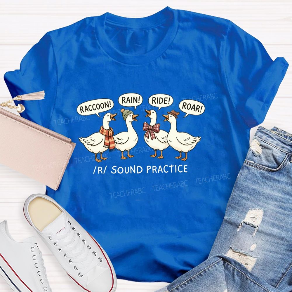 Raccoon Rain Ride Roar R Sound Practice Speech Therapist Teacher T-shirt
