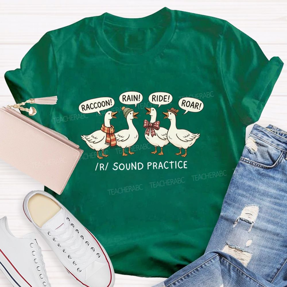 Raccoon Rain Ride Roar R Sound Practice Speech Therapist Teacher T-shirt