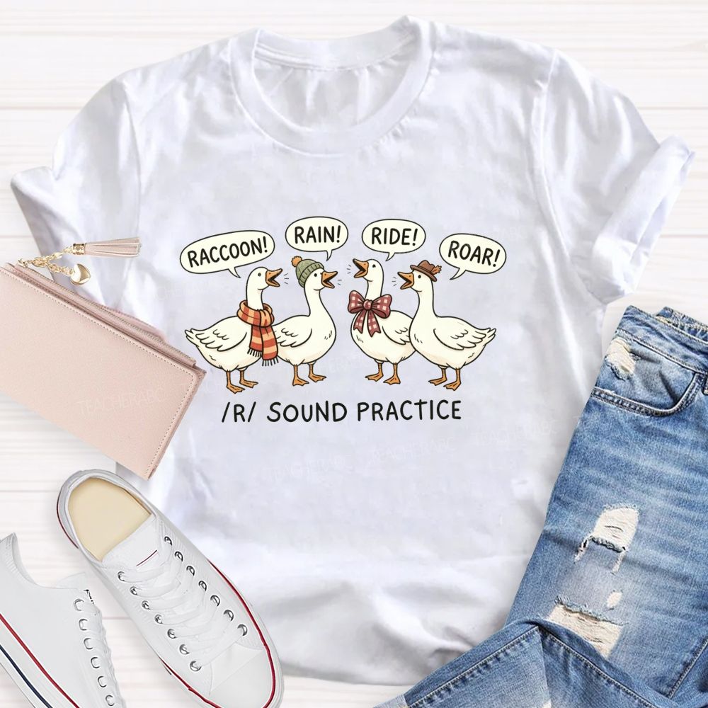Raccoon Rain Ride Roar R Sound Practice Speech Therapist Teacher T-shirt