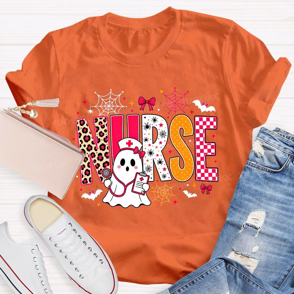 Spooky Ghost Nurse Halloween Vibes T-shirt