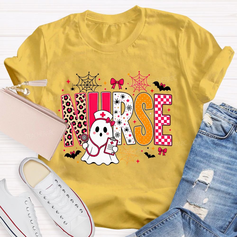 Spooky Ghost Nurse Halloween Vibes T-shirt