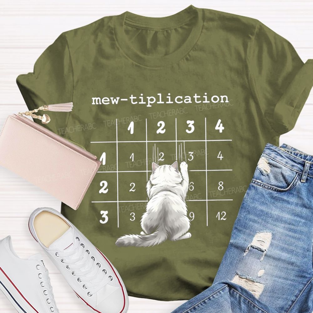 Mew Tiplication Cat Math Teacher T-shirt