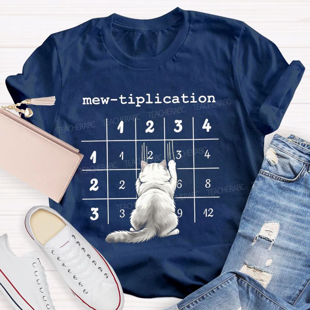 Mew Tiplication Cat Math Teacher T-shirt