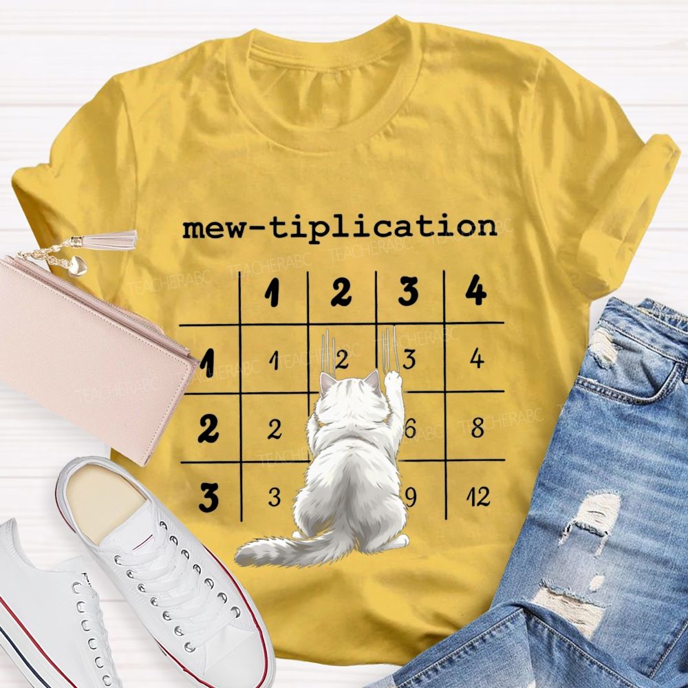 Mew Tiplication Cat Math Teacher T-shirt