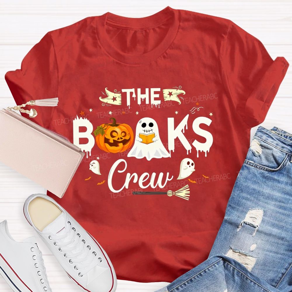 The Books Crew Halloween Reading Book Pumpkin Librarian T-shirt