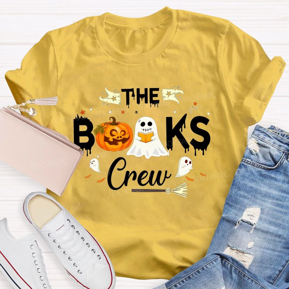 The Books Crew Halloween Reading Book Pumpkin Librarian T-shirt