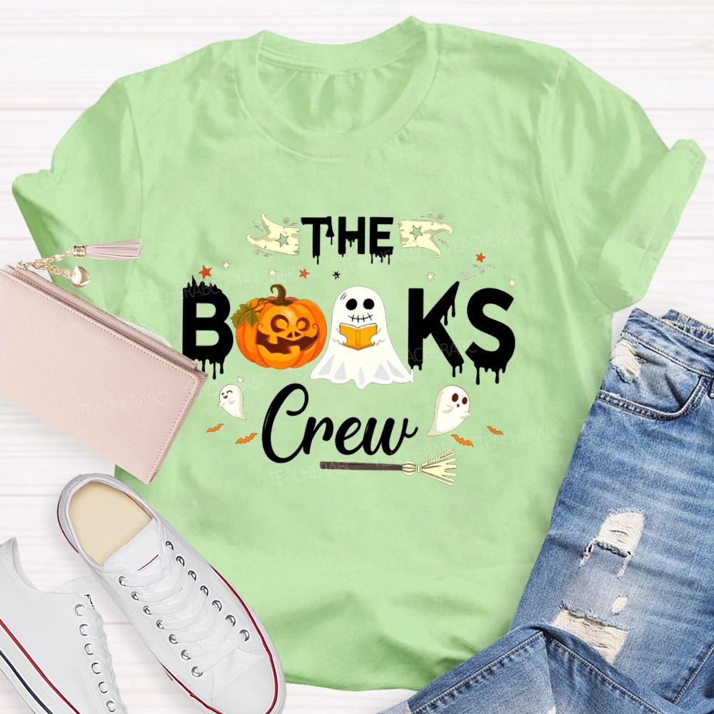 The Books Crew Halloween Reading Book Pumpkin Librarian T-shirt