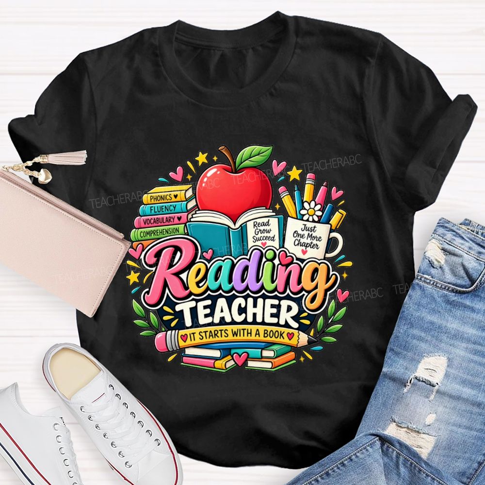 Reading Teacher Phonics Fluency Vocabulary Comprehension Teacher T-shirt