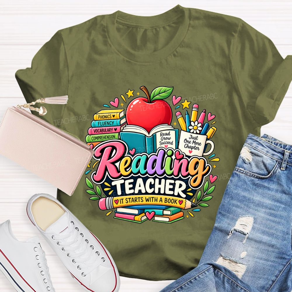 Reading Teacher Phonics Fluency Vocabulary Comprehension Teacher T-shirt