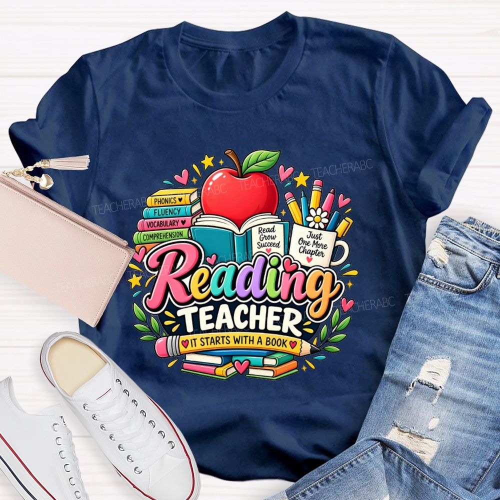 Reading Teacher Phonics Fluency Vocabulary Comprehension Teacher T-shirt