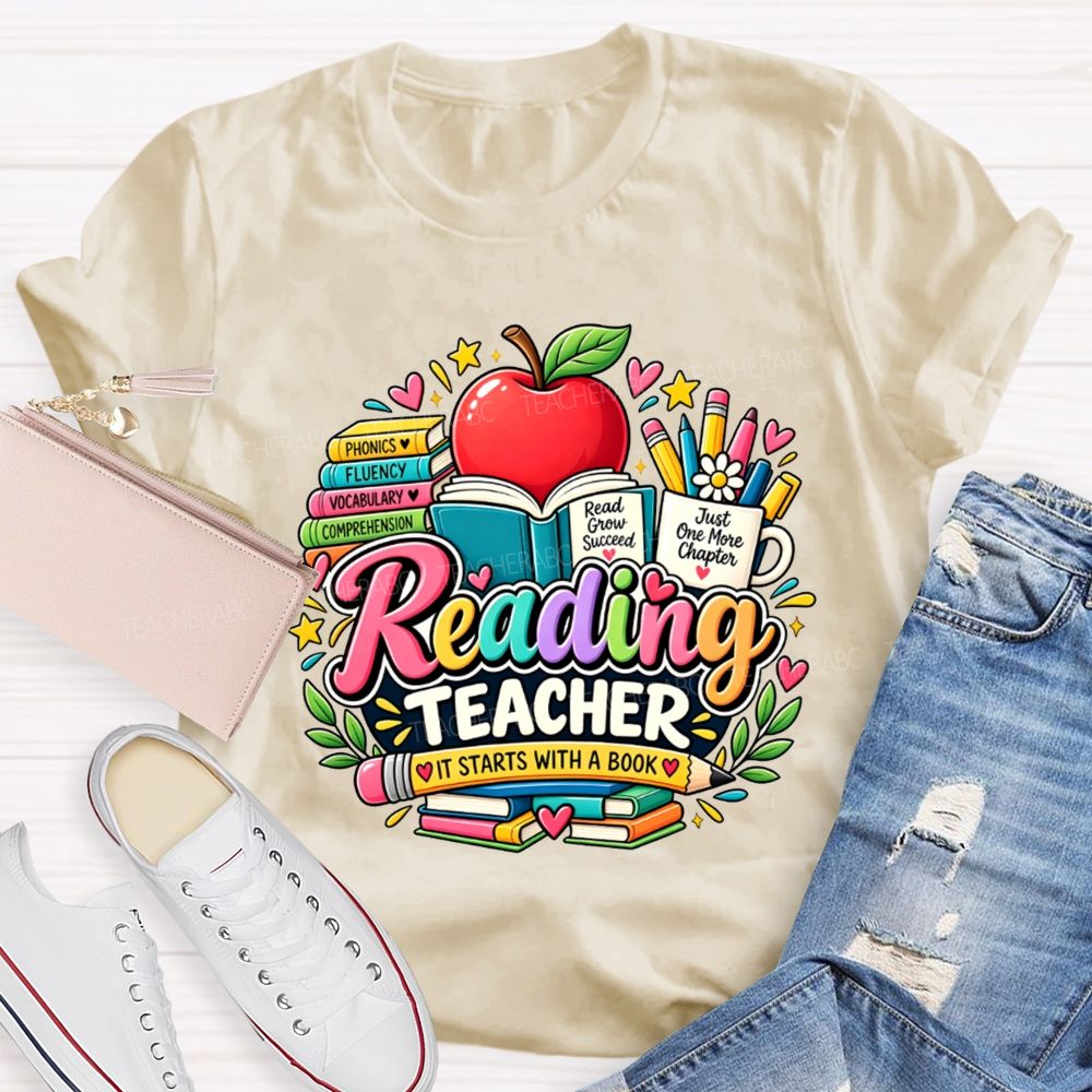 Reading Teacher Phonics Fluency Vocabulary Comprehension Teacher T-shirt