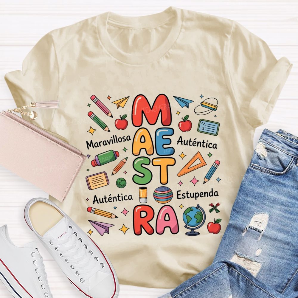 Maestra Maravillosa AutéNtica Estupenda Spanish Teacher T-shirt