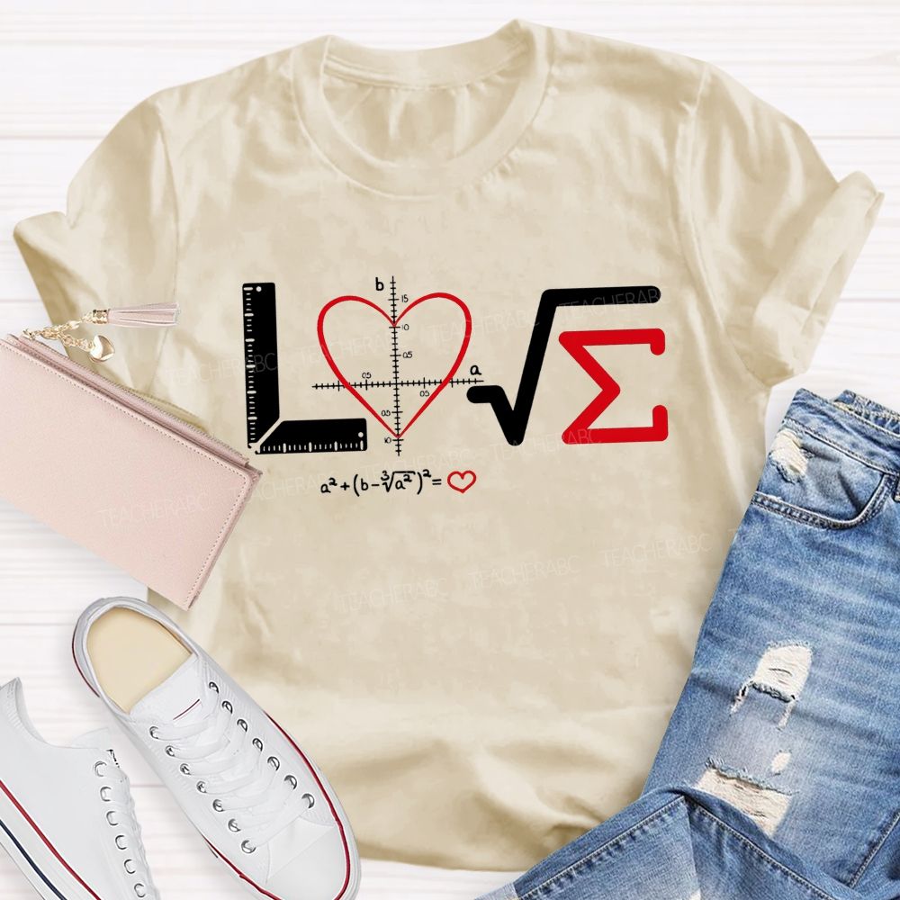 Love Made Of Math Symbols Heart Formula Teacher T-shirt