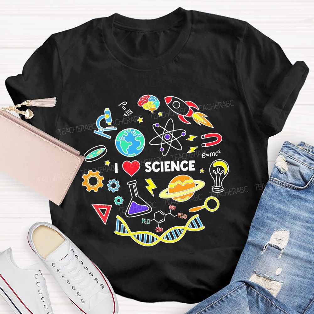 I Love Science Doodle Science Teacher T-shirt