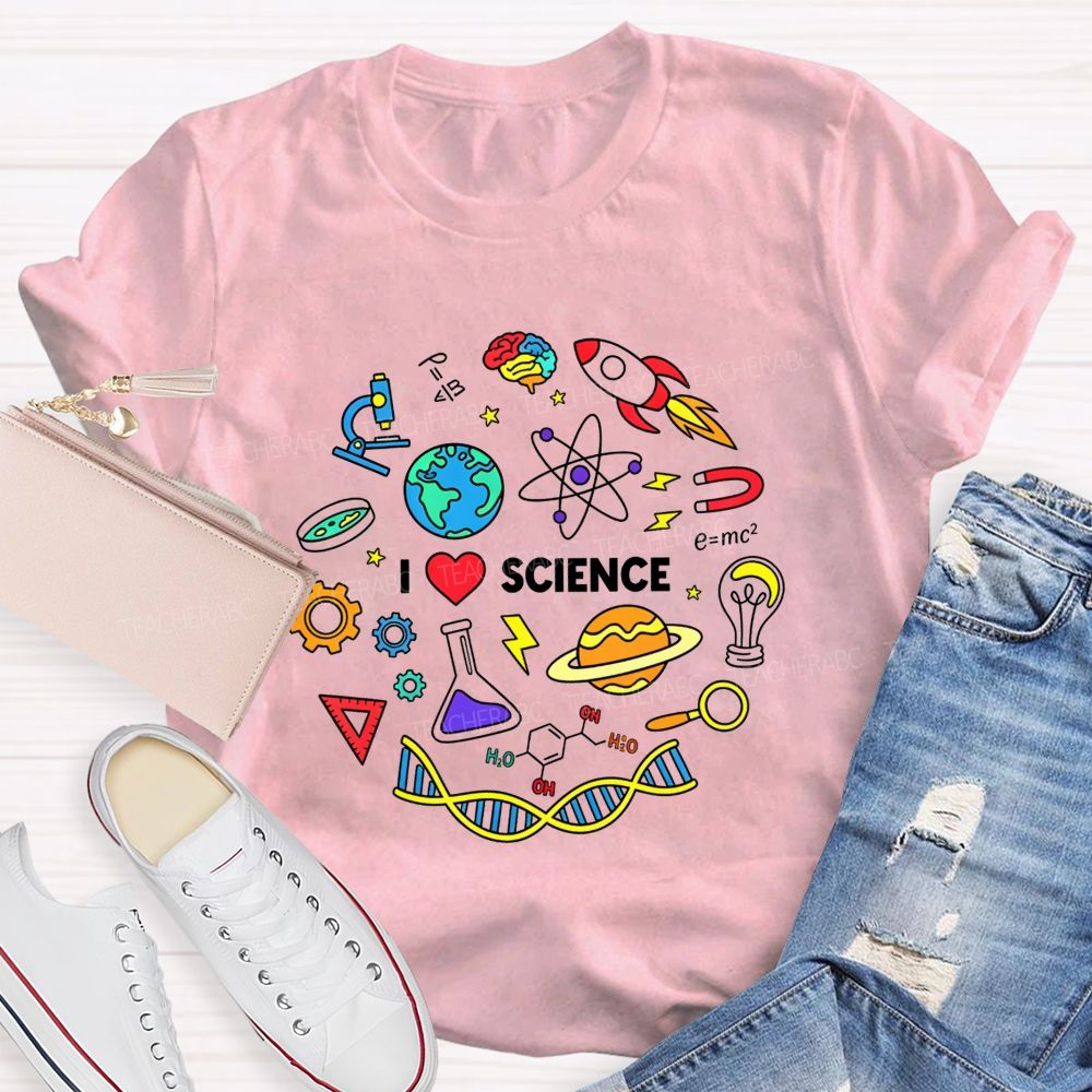 I Love Science Doodle Science Teacher T-shirt