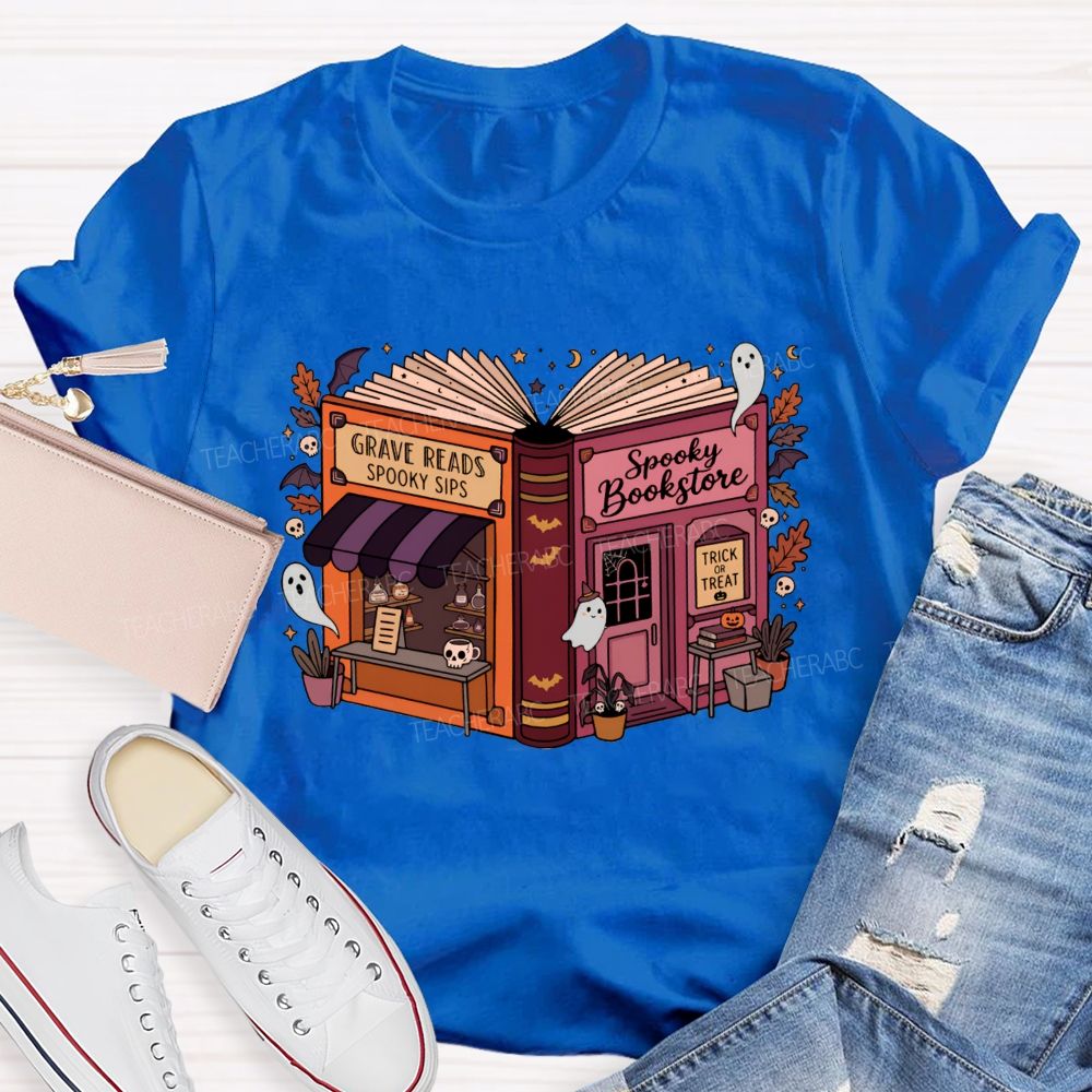 Reading Through The Spooky Season Halloween Teacher T-shirt