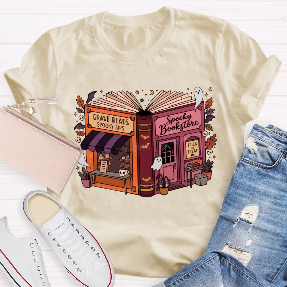 Reading Through The Spooky Season Halloween Teacher T-shirt