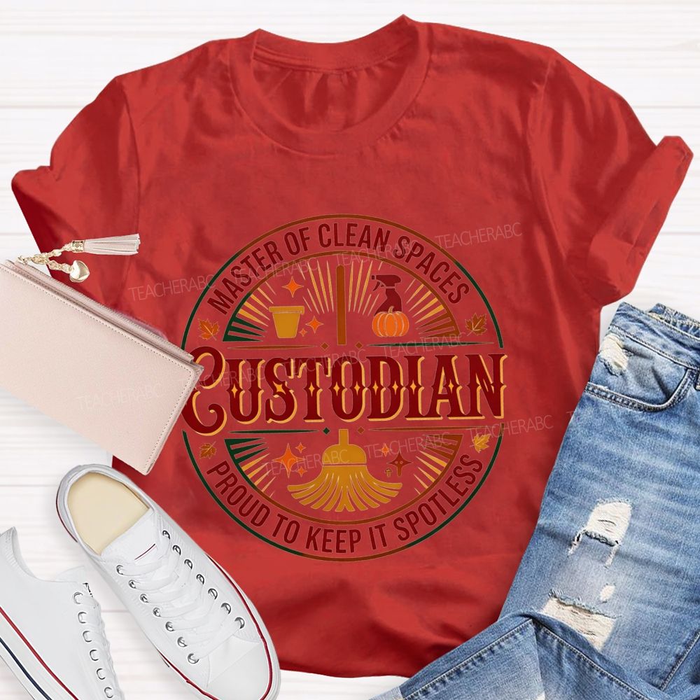 Master Of Clean Spaces Custodian Proud To Keep It Spotless T-shirt