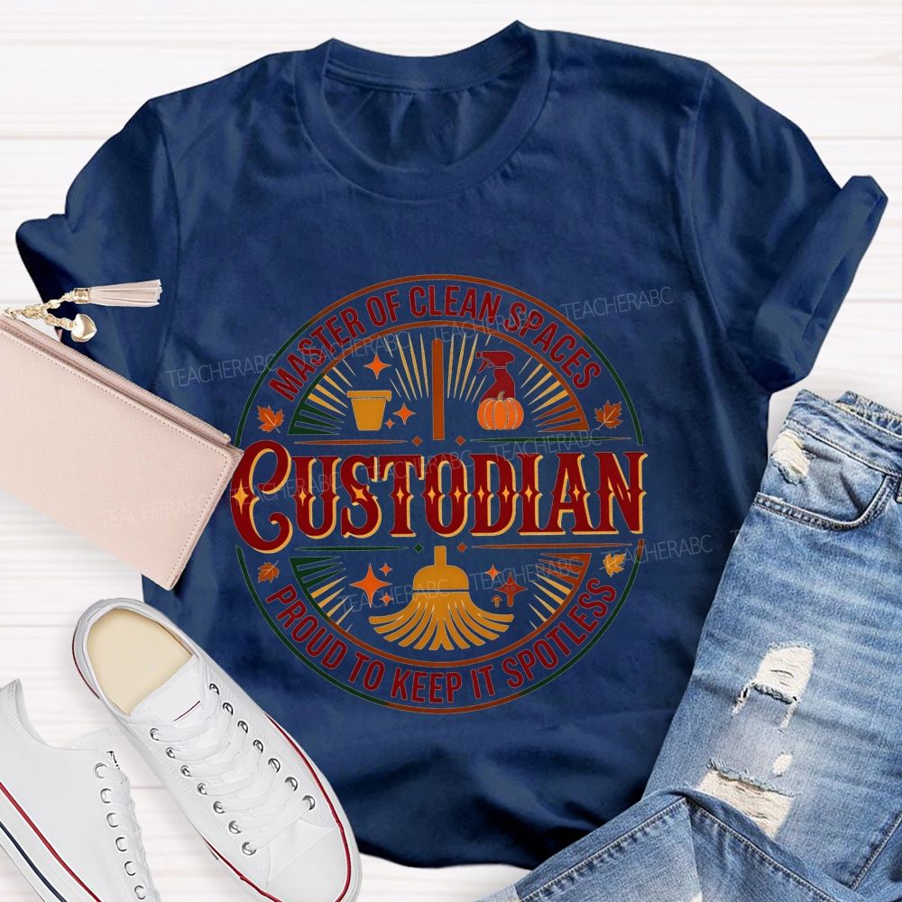Master Of Clean Spaces Custodian Proud To Keep It Spotless T-shirt