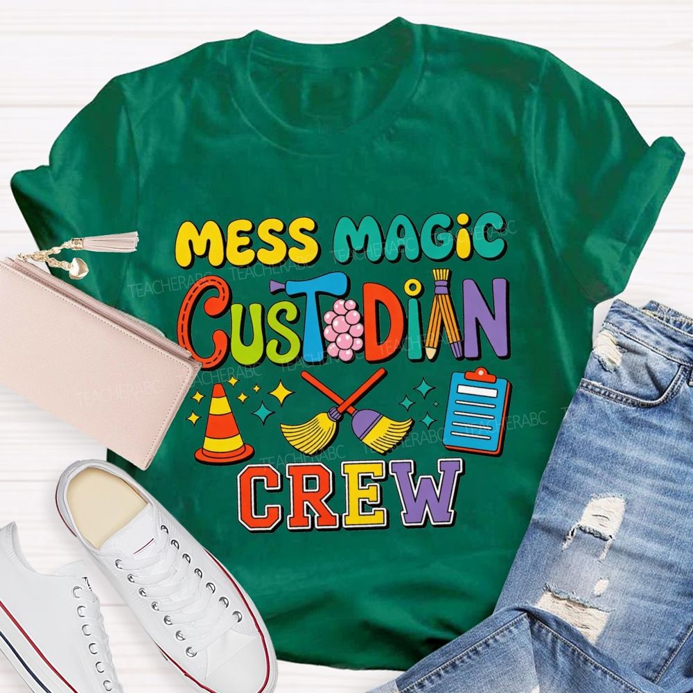 Mess Magic Custodian Crew Colorful Cartoon Sublimation T-shirt