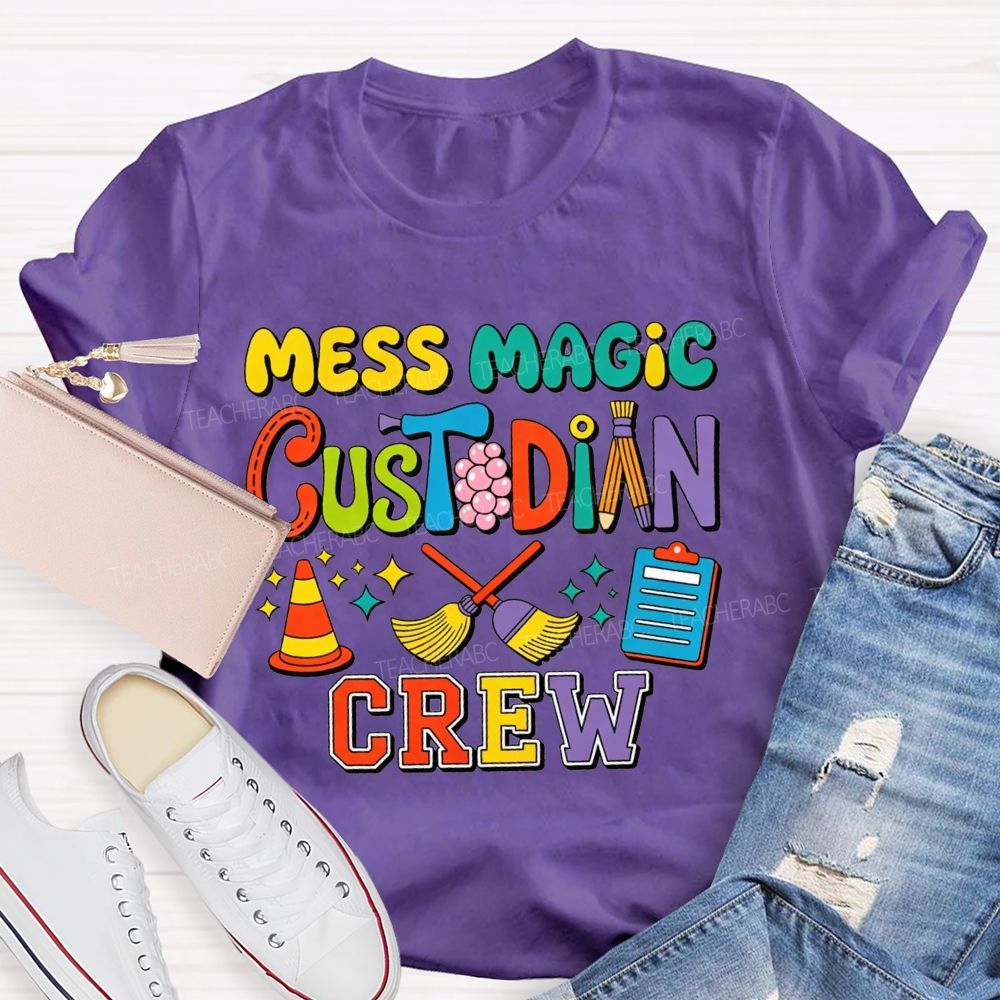Mess Magic Custodian Crew Colorful Cartoon Sublimation T-shirt