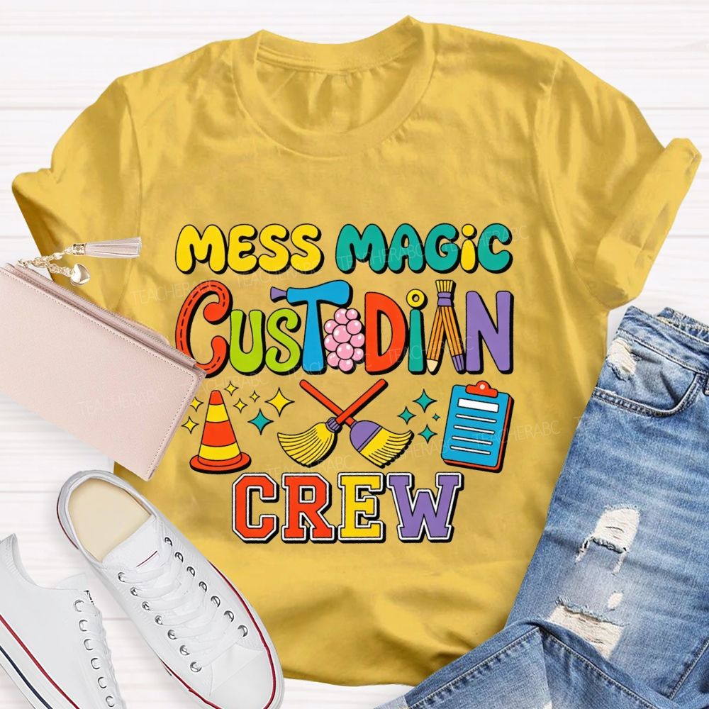 Mess Magic Custodian Crew Colorful Cartoon Sublimation T-shirt