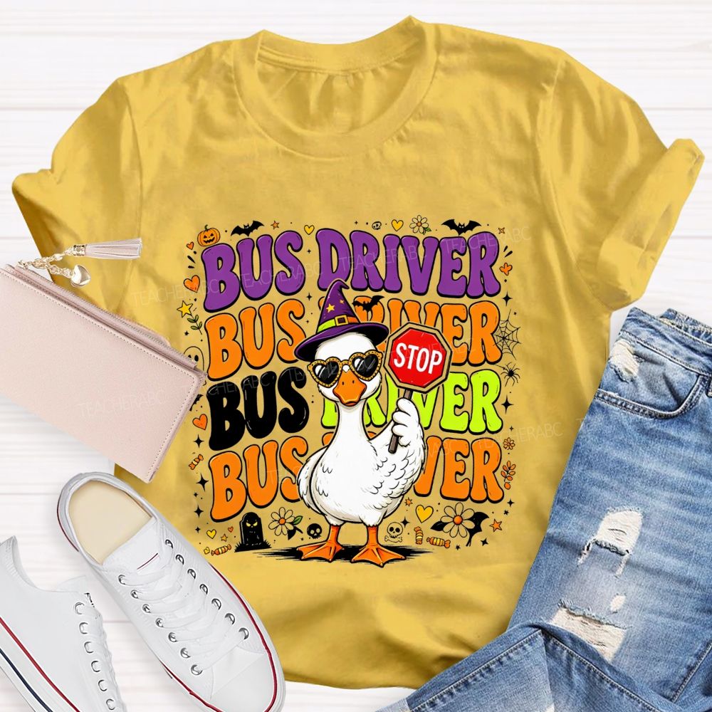 Halloween Bus Driver Life Cool Goose With Stop T-shirt