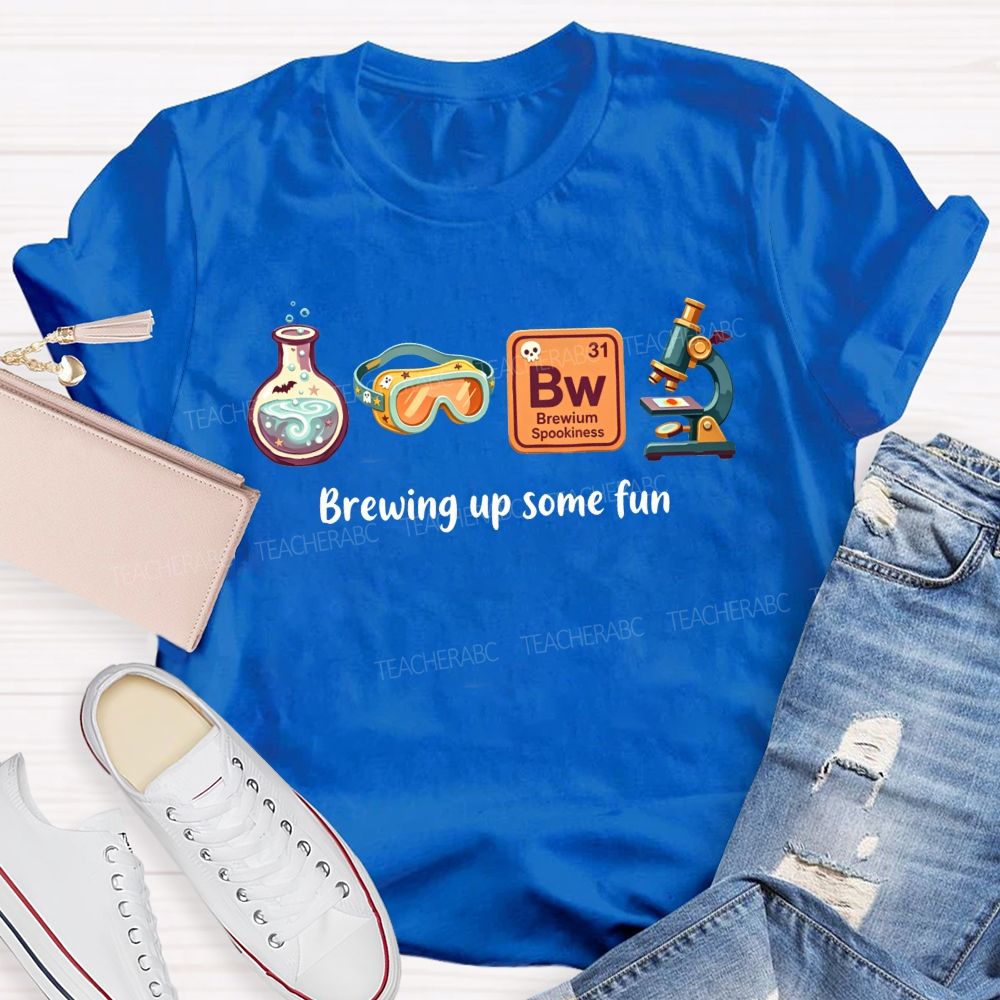 Brewing Up Some Fun Science Teacher Spooky Lab Equipment Teacher T-shirt