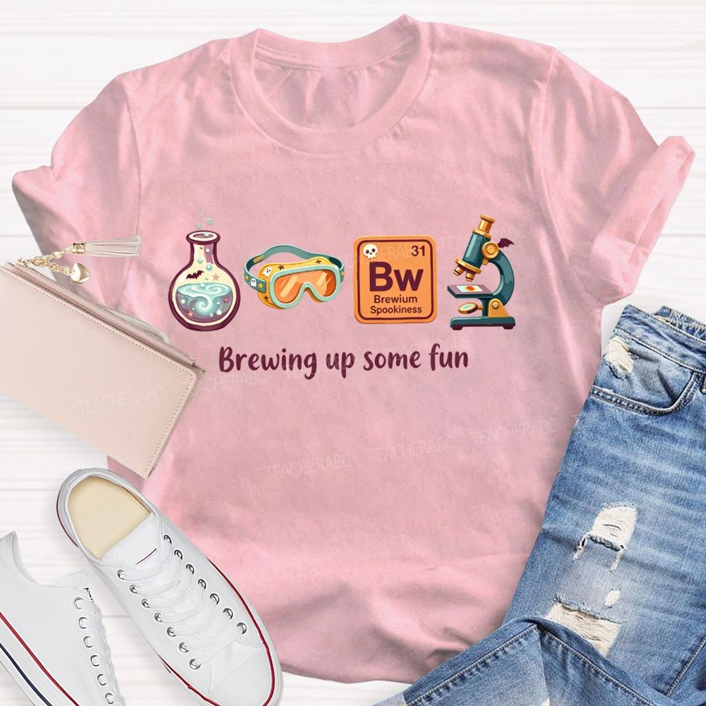 Brewing Up Some Fun Science Teacher Spooky Lab Equipment Teacher T-shirt
