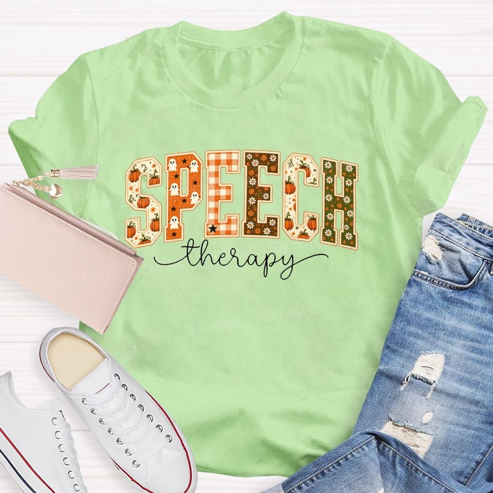 Speech Therapy Growing Voices This Spooky Fall Teacher T-shirt